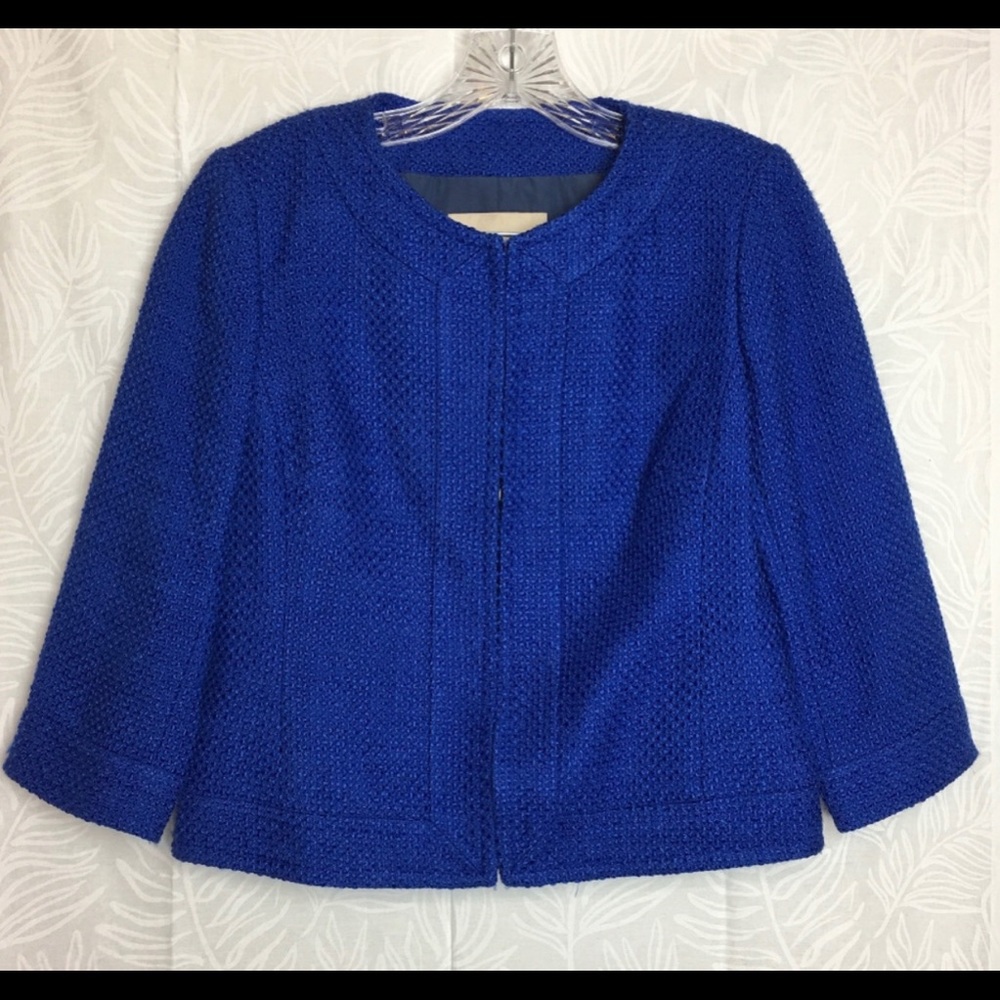 BANANA REPUBLIC textured cropped royal blue jacket